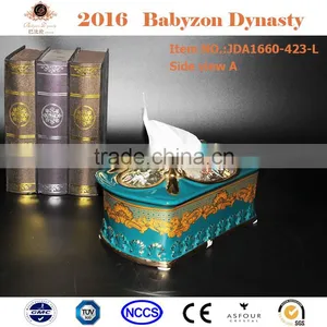 2016 Popular Indoor Art Decoration Luxury Handicrafts 13"ceramic Tissue Box Cover thumbnail-2