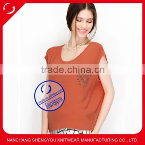 High Quality Women's Modal O-neck Tshirt Wholesale China thumbnail-1