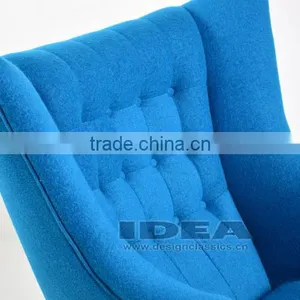 Replica Hans J Wegner Papa Bear Chair - Dark Blue Fabric thumbnail-4