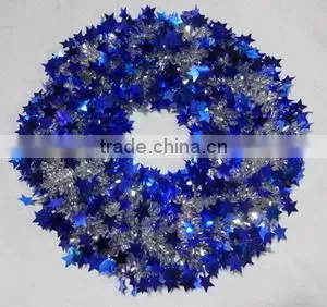 2015 Cheap PET Tinsel Wreath With Blue Star thumbnail-1
