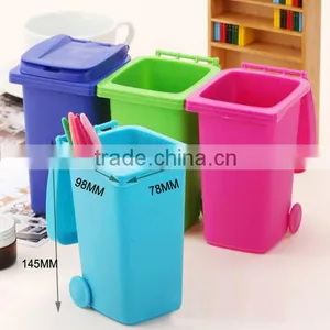 BT05B Colorful Desktop Plastic Mini Trash Can Pen Holder thumbnail-2