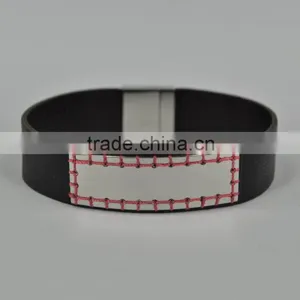 2016 Fashion Magnetic Cow Leather Stainless Steel Bracelet thumbnail-1