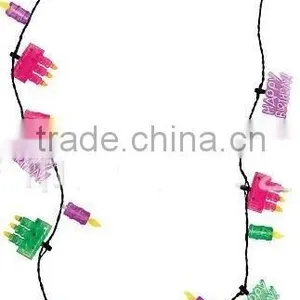 Colorful Happy Birthday Flashing Necklace Cake Candles Celebrate NEW! thumbnail-2
