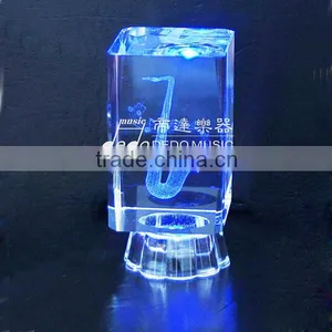 High Quality 3D Crystal Laser Engraving Gifts,music Note Crystal for Souvenir. thumbnail-2