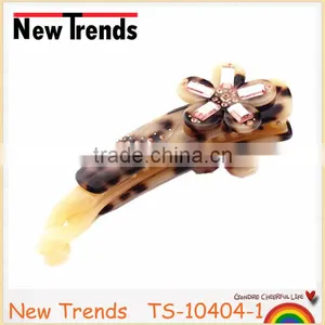 New Arrival Large Beautiful Tortoise Flower Hair Clips With Rhinestone thumbnail-1