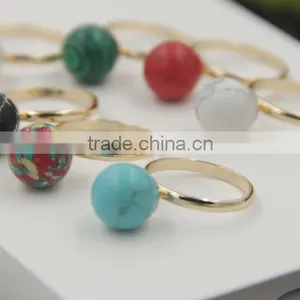 New Style Turquoise Alloy Ring With Unique Various Color Ball thumbnail-1