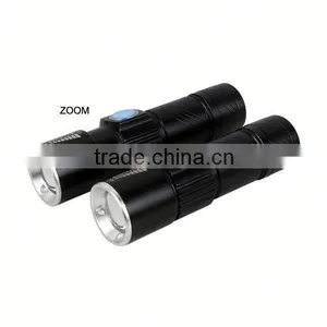 C92 Build in Battery Multifunction Mini Zoomable Tactical Usb Flashlight thumbnail-2