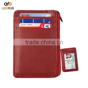 Luckiplus RFID Blocking Sleeves Front Pocket Leather Wallet for Women and Men, RFID Safe Protector Wine Red thumbnail-4