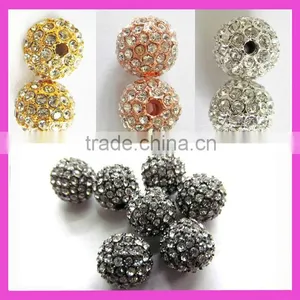 2013 Crystal Rhinestone Ball Beads Metel Pave Alloy Shamball Beads Gold ,silver ,rose Gold,gunmetal Color thumbnail-1