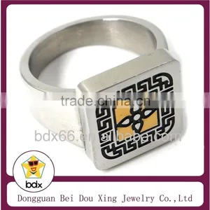 High Quality Black Enamel Our Father Jesus Cross Ring Religious Stainless Steel Two Tone Rosary Christians Finger Mens Ring thumbnail-1