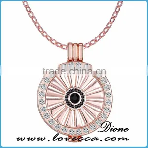 Cheap Wholesale Full Crystal Round Pendant Coin Necklace For Women thumbnail-6
