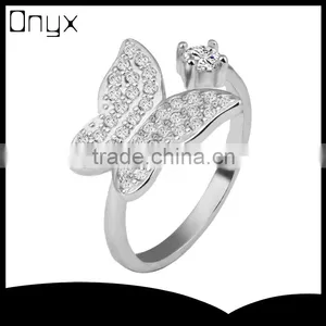 925 Sterling Silver Butterfly Ring With White Tanzania Stone Paving thumbnail-1