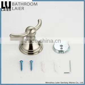 Grooming China Manufacture Zinc Alloy Brush Nicked Bathroom Sanitary Items Wall Mounted Double Robe Hook thumbnail-4