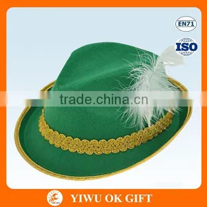Hot Sale St Patrick's Day Green Felt Hat With Feather thumbnail-1