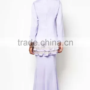 Light Purple Black Scarf White Lace Elegant Women Muslim Dress thumbnail-4
