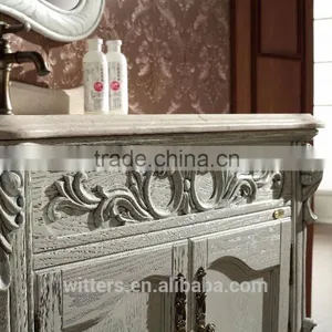 White Color Solid Wooden Bathroom Basin Mirrored Cabinets WTS1612 thumbnail-6