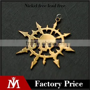 Wholesale Stainless Steel Gold Plated Arrowhead Charm Jewelry Biker Skull Pendant Jewelry thumbnail-1