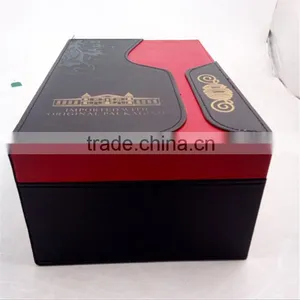 Wholesale Custom High-grade Black PU Leather 2 Bottles of Red Wine Champagne Boxes With Handle thumbnail-4