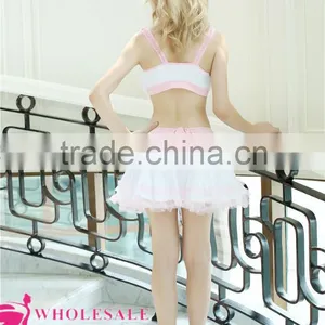 Spandex / Ployester White Sexy School Girl Photo Costume Wtih Short Lace Skirt thumbnail-3