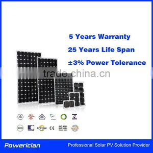 Powerician Monocrystalline PV Module Mini Solar Panels 80Wp 36 Cells For 12V Home Power System thumbnail-1