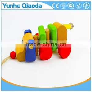Colorful Pull Along Wiggles Dog Wooden Toy Wiggles as You Pull They Make a Clicking Sound and Make a Fun Baby thumbnail-4