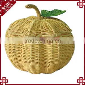 S&D A Bullish Decorative Pumpkin Shape Rattan Handcrafts Durable Wicker Christmas Gift Basket Empty for Christmas Gift thumbnail-1