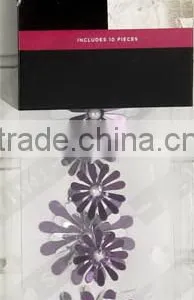 3D Wall Decor Silver and Purple Flowers Mirror Stickers thumbnail-1