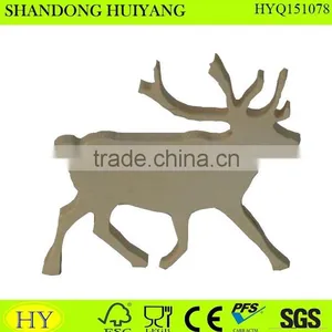Unfinished Wood Carved Decorative Crafts of Christmas Reindeer thumbnail-1