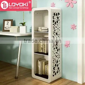 New Design Modern Home Furniture 3 Tier Wood Organizer Living Room Storage Cabinet With Carving Flower thumbnail-1