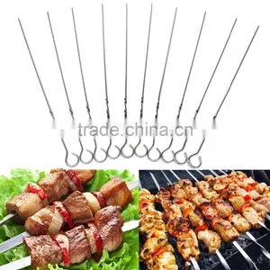 NBRSC Set of 10 Stainless Steel BBQ Barbecue Skewers Needle Utensil Fork Kebab Kabob Stick thumbnail-1