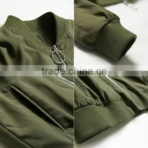 Custom Men Jean Jacket Wholesale Green Bomber Jacket thumbnail-2