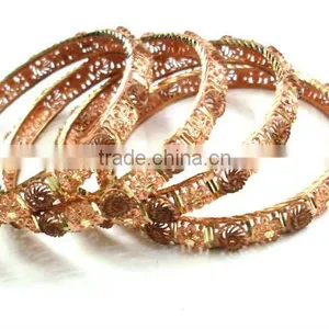 Yellow Color Plated Bangles, Dubai Jota, Pulseras De Plata Chapado, 14 Quilates Chapado En Oro Pulseras, Brazaletes Semanario thumbnail-1