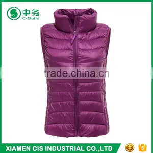 New Arrival Winter Ultralight Thin Stand Collar Women Duck Down Vest thumbnail-5