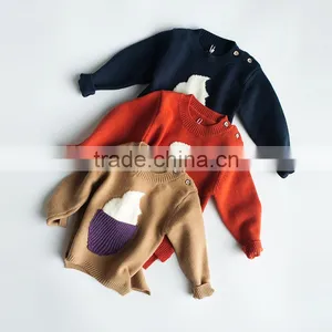 S17700A Wholesale Round Neck Long Sleeve Cotton Knit Kid Sweater thumbnail-4