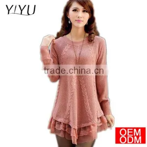 Lace Women Sweater Dress Oversized Pink Knitted Pullovers Sweaters thumbnail-1