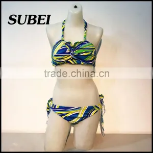 Lace Halter Swimsuit Sexy Split Swimsuit Thong Bikini Beach thumbnail-3