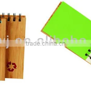 Bamboo Wood Cover Spiral Notebook A7 70grams 60sheets Recycle Paper Cutout Any Shape Withut Pen thumbnail-1