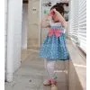 New Girls Baby Kids Cowboy Blue Polka Dot Bowknot Dress Clothes thumbnail-2