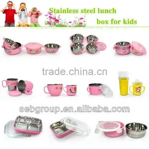 FDA LFGB Children Cartoon Lunch Box Stainless Steel Inner and Plastic Heat Resistant Outer , Kids Luch Container thumbnail-1