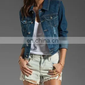Wholesale Long Sleeve Denim Jacket Button Wash Light Blue Oversize Women Denim Jacket thumbnail-1
