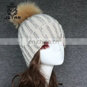 Hot Sale Fashion Winter Custom Pompom Hat Knitted Cap thumbnail-1