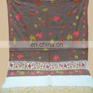All Over Embroidered Pure Wool Pashmina Shawls thumbnail-3