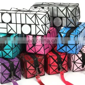 Lattice Sequined Folading Travel Makeup Pouch Bag Cosmetic With Zipper thumbnail-6