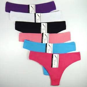 Yun Meng Ni Sexy Underwear Plain Colors T-back Cotton G-string Thongs For Women Panties thumbnail-1