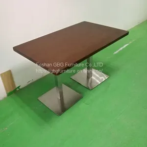 Quality Modern Rectangular Restaurant Table With Solid Wood Table Top in Walnut thumbnail-2