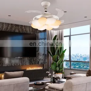 Home Living Room Retractable Chandeliers and Lamps Ceiling Fan Light thumbnail-3