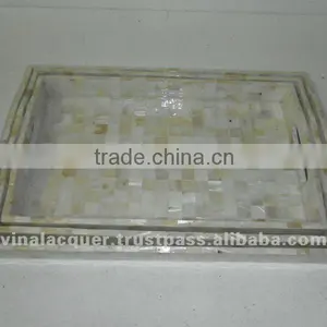 Lacquer Tray, Mother of Pearl Tray, Square Tray thumbnail-1