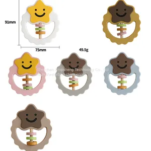 Star Silicone Baby Teether Food Grade Silicone Teething Ring Baby Teething Pendant thumbnail-3