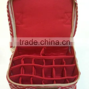High Qualityi Red Antique Canvas Essential Oils Case, Printed Canvas Essential Oil Carrying Bag,OEM Red Essential Oil Carry Case thumbnail-4