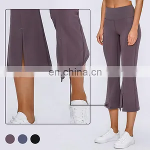 High Waisted Flared Fit Yoga 3/4 Capri Pants With Wide Legs For Fitness Gym Running Jogging Dance Sports thumbnail-1